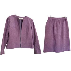 Adolph Schuman for Lilli Ann Medium UltraSuede Skirt Suit Lavender Sz M Vintage